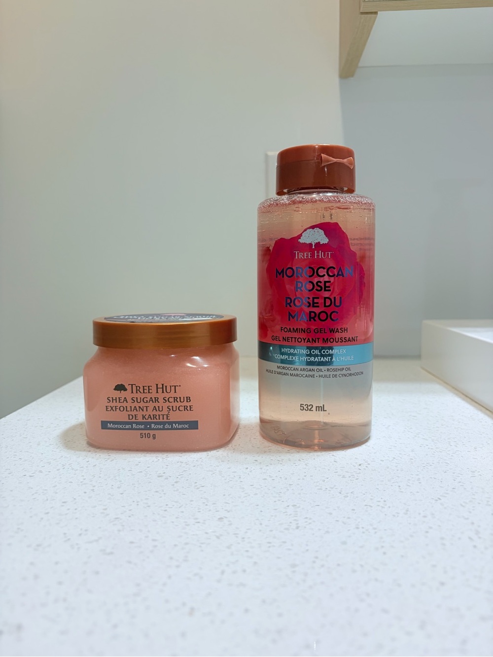 Tree Hut Moroccan Rose Set – Shea Sugar Scrub + Foaming Gel Wash – New